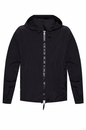 lace-panelling cotton hoodie