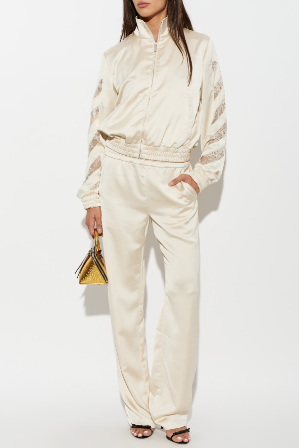 Off-White Satin jacket with lace inserts
