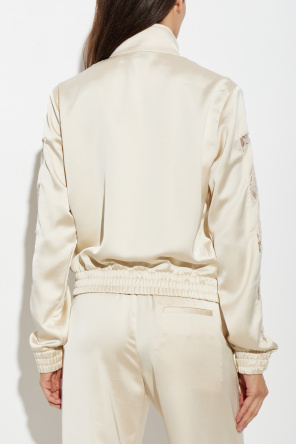 Off-White Satin jacket with lace inserts
