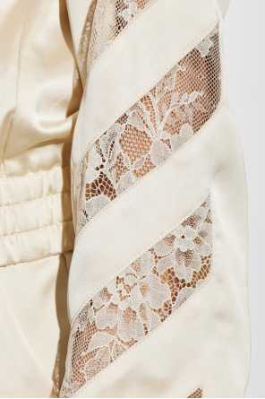 Off-White Satin jacket with lace inserts