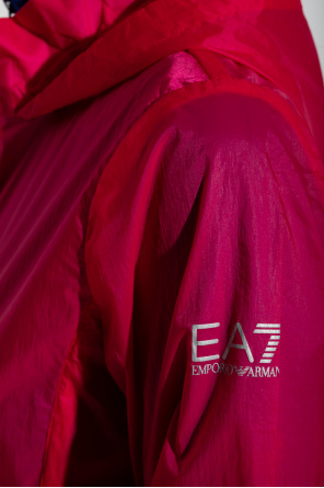 Ea7 Emporio Armani logo embroidered polo shirt Transparent hooded jacket