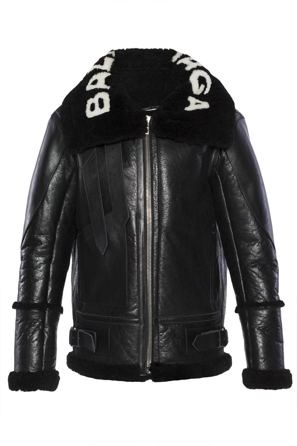 balenciaga leather fur jacket