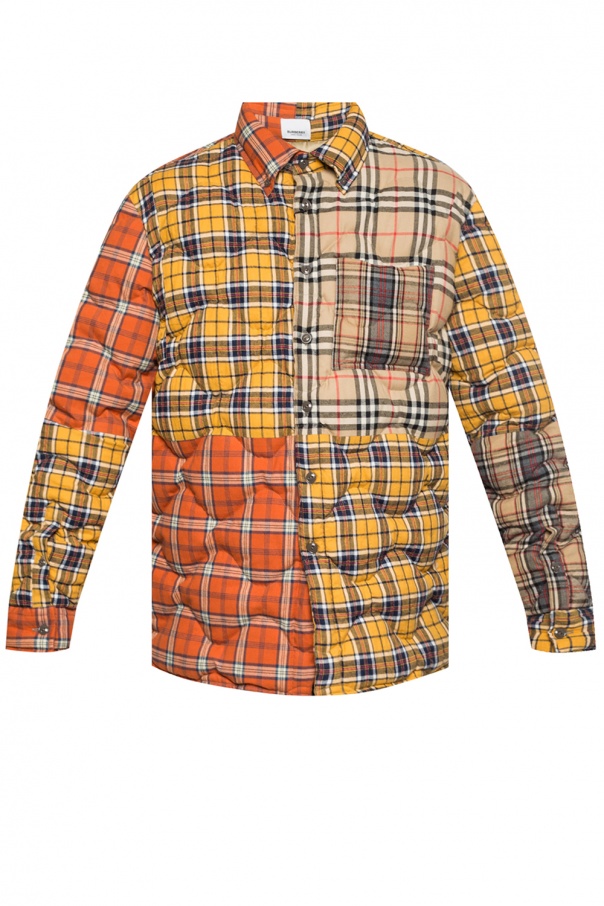 burberry men's mixed plaid quilted shirt jacket