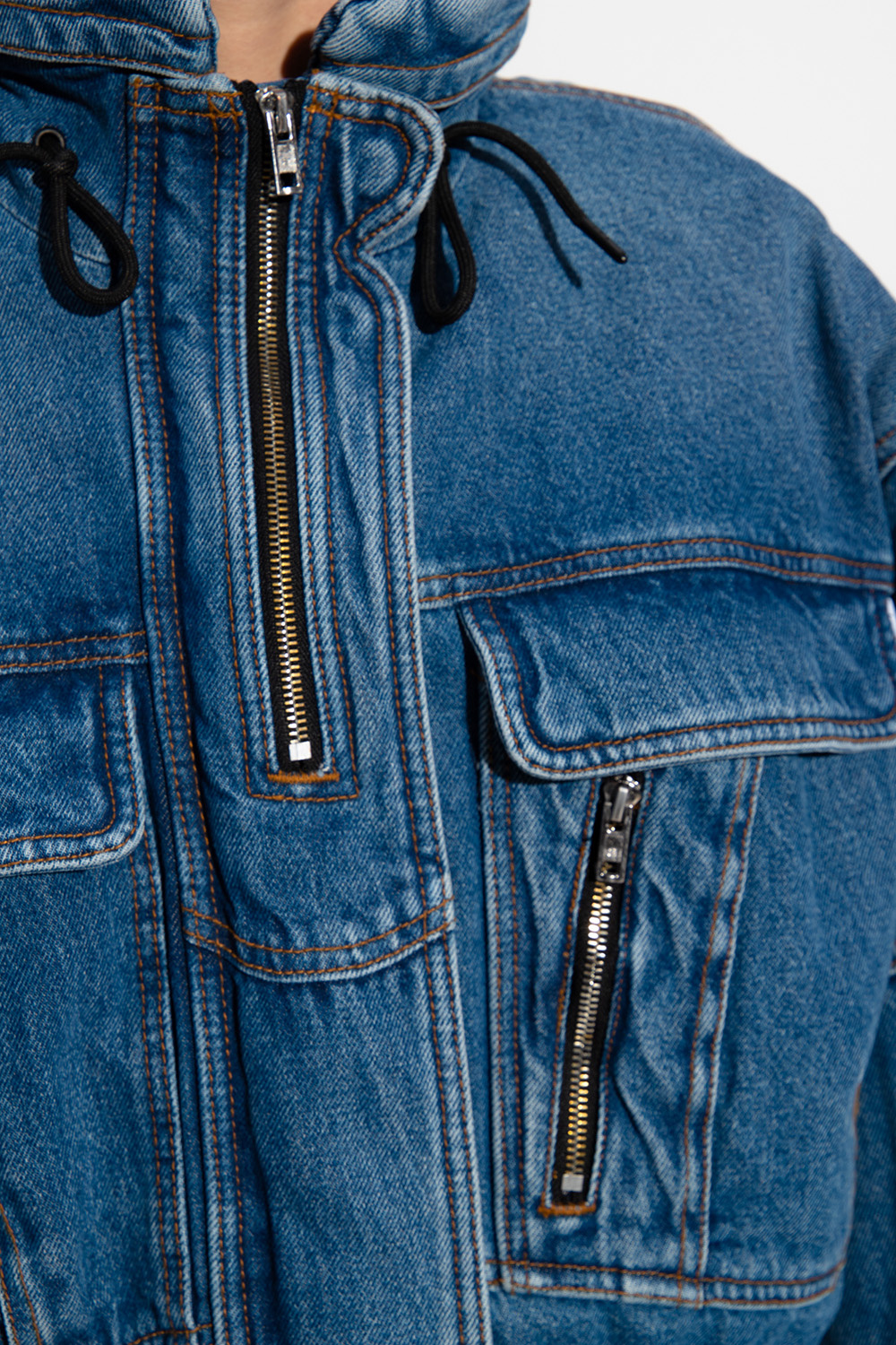 insulated denim jacket with hood