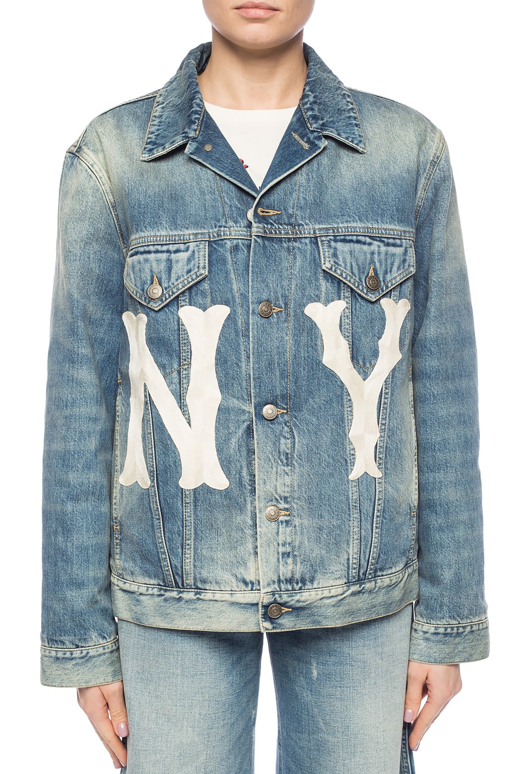 Gucci NY Yankees Embroidered Insulated Denim Jacket