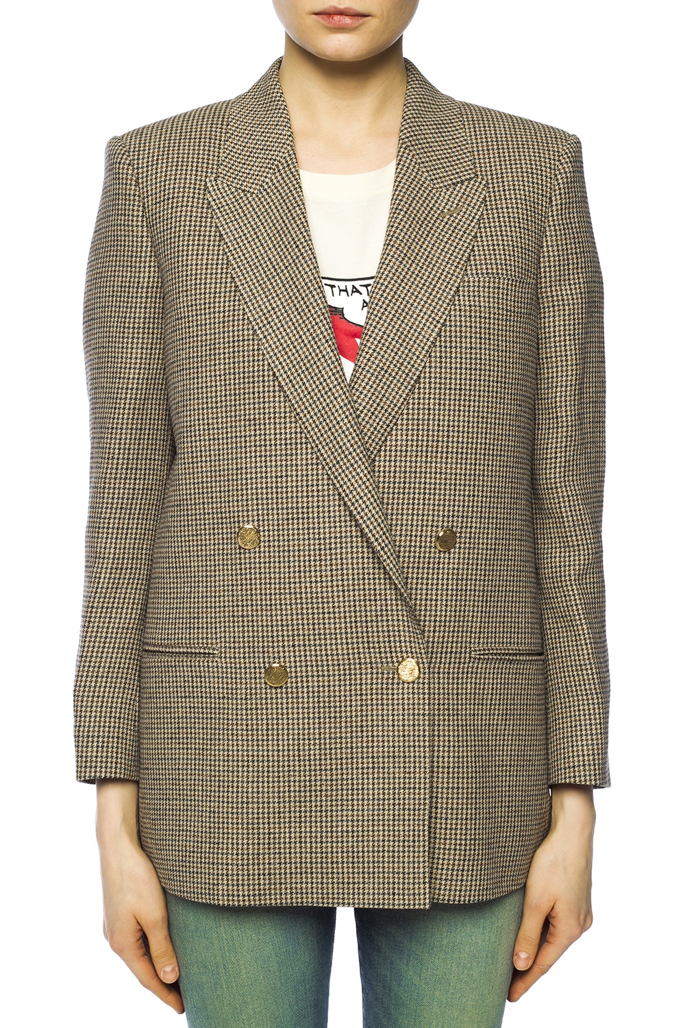 Gucci Light Beige Wool Rose Applique Detailed Single Breasted Blazer M Gucci