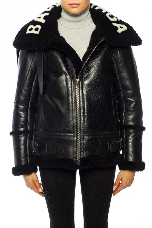 balenciaga fur leather jacket