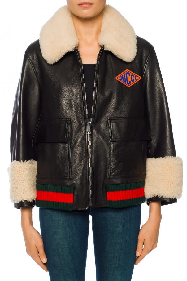 women gucci leather jacket