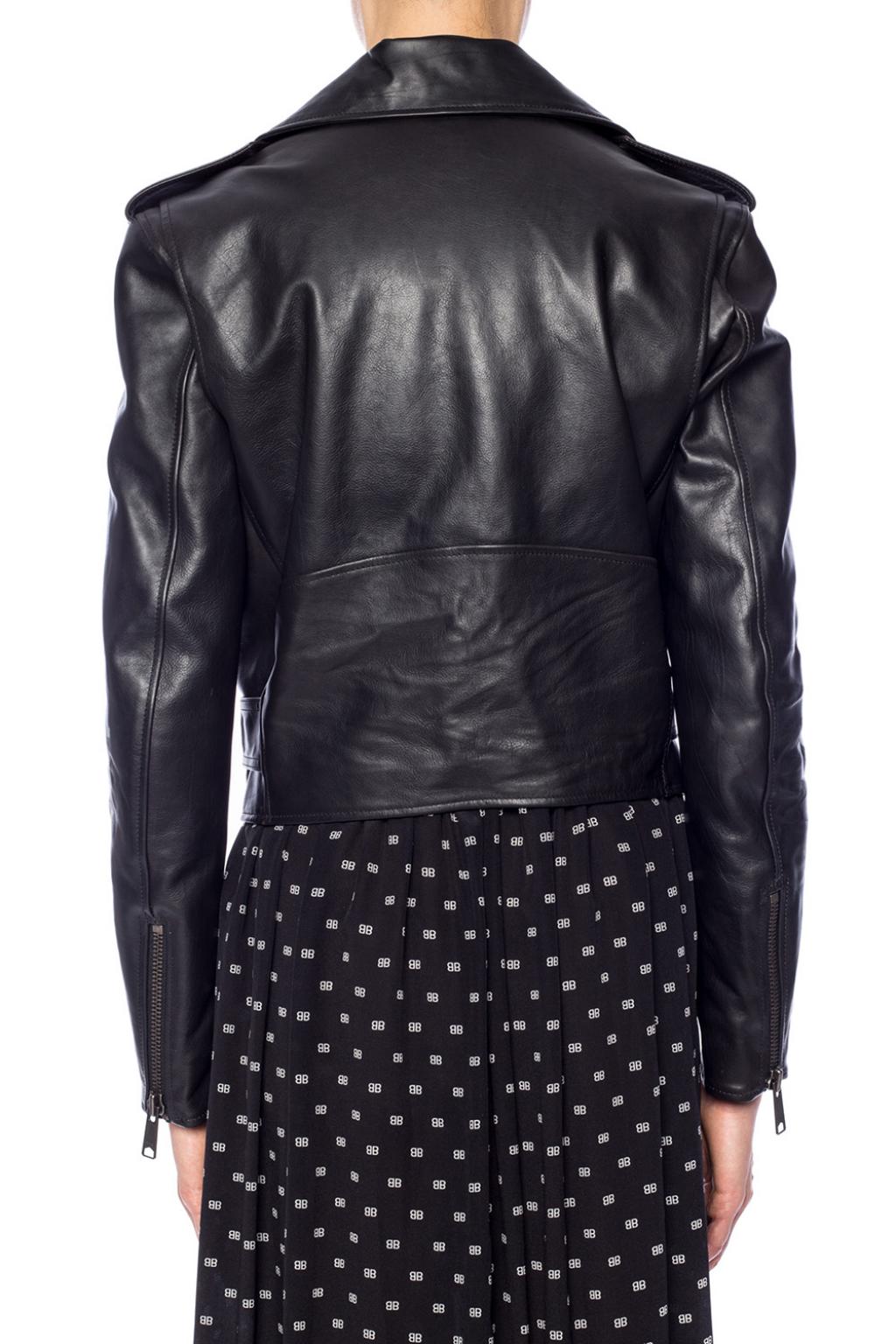 Leather biker jacket Balenciaga Black size 34 FR in Leather  22947601