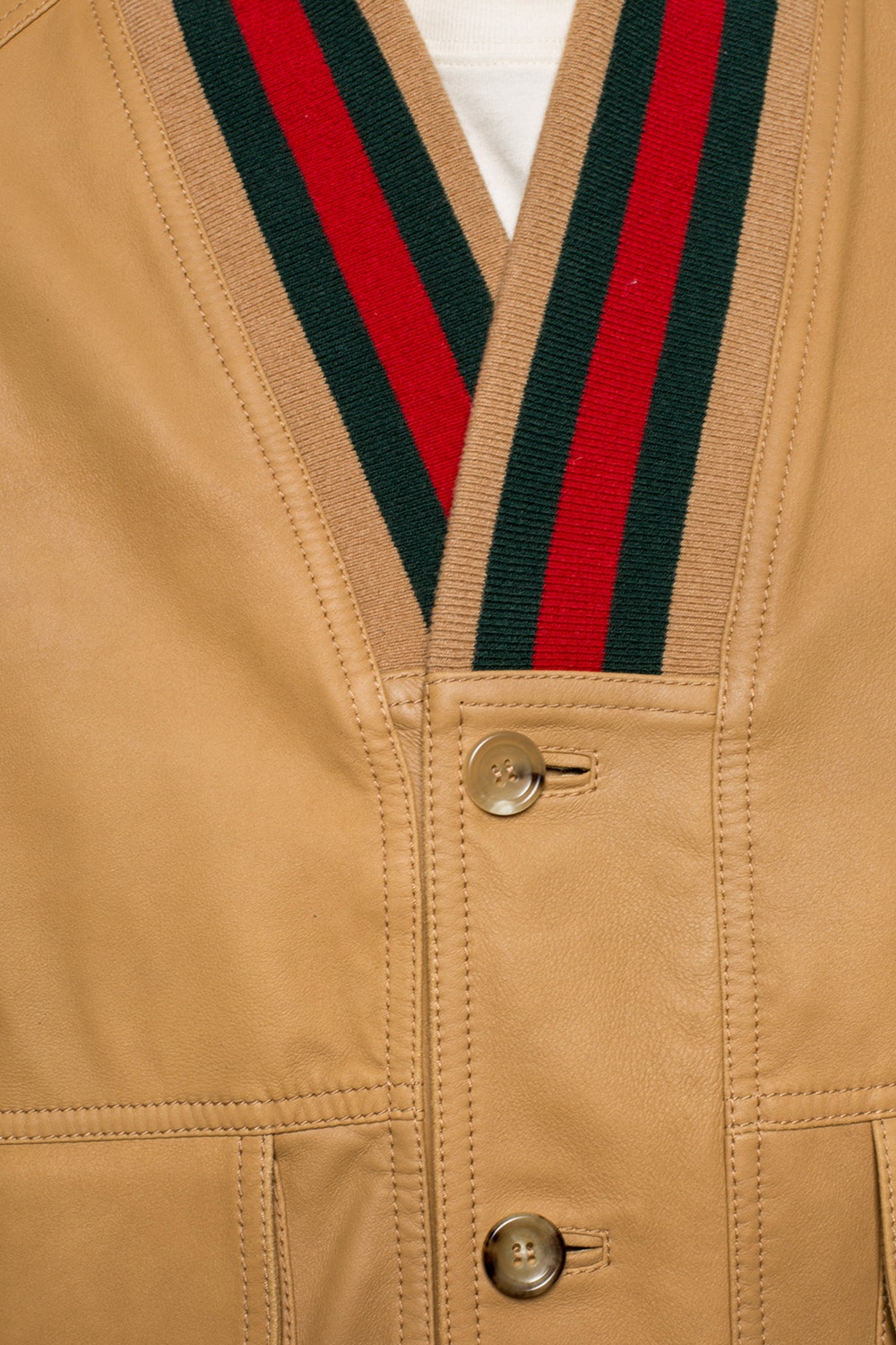 Gucci Men's Web-stripe Leather Jacket