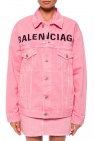 Balenciaga PINK Logo-embroidered denim jacket