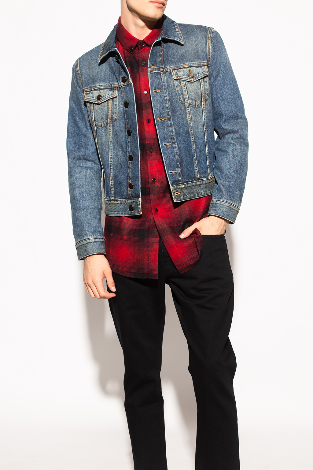 Saint Laurent Distressed denim jacket | Men's Clothing | Vitkac