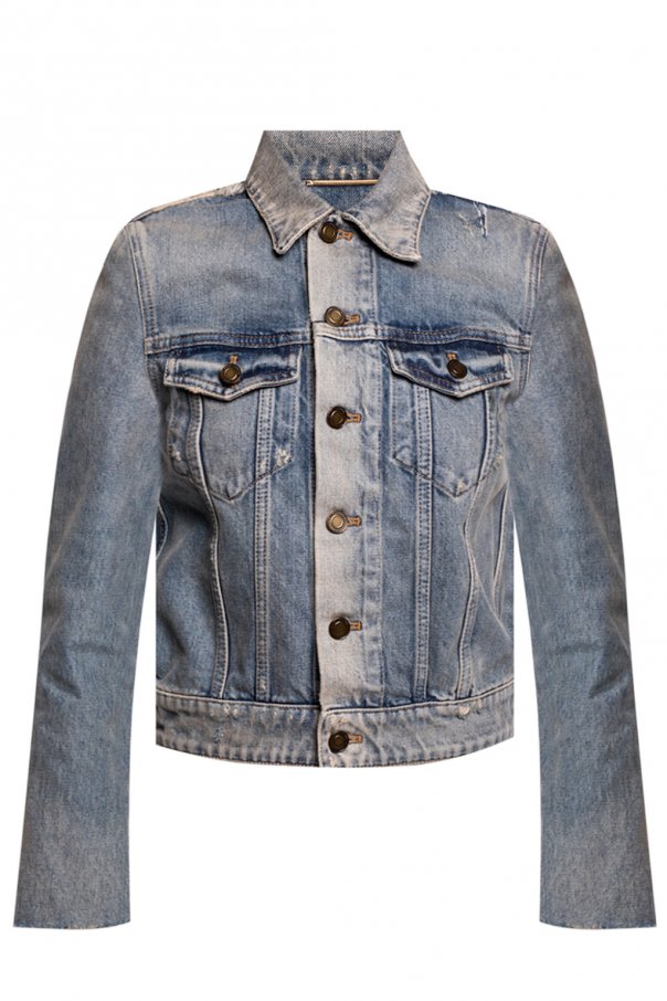 saint laurent distressed denim jacket