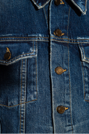 Saint Laurent Kurtka jeansowa z przetarciami