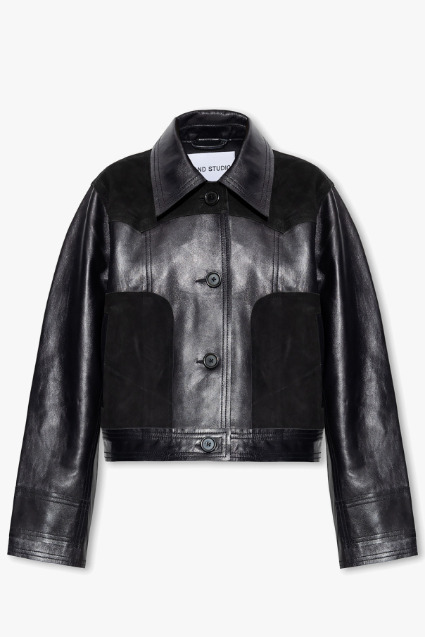 STAND STUDIO Leather grit jacket