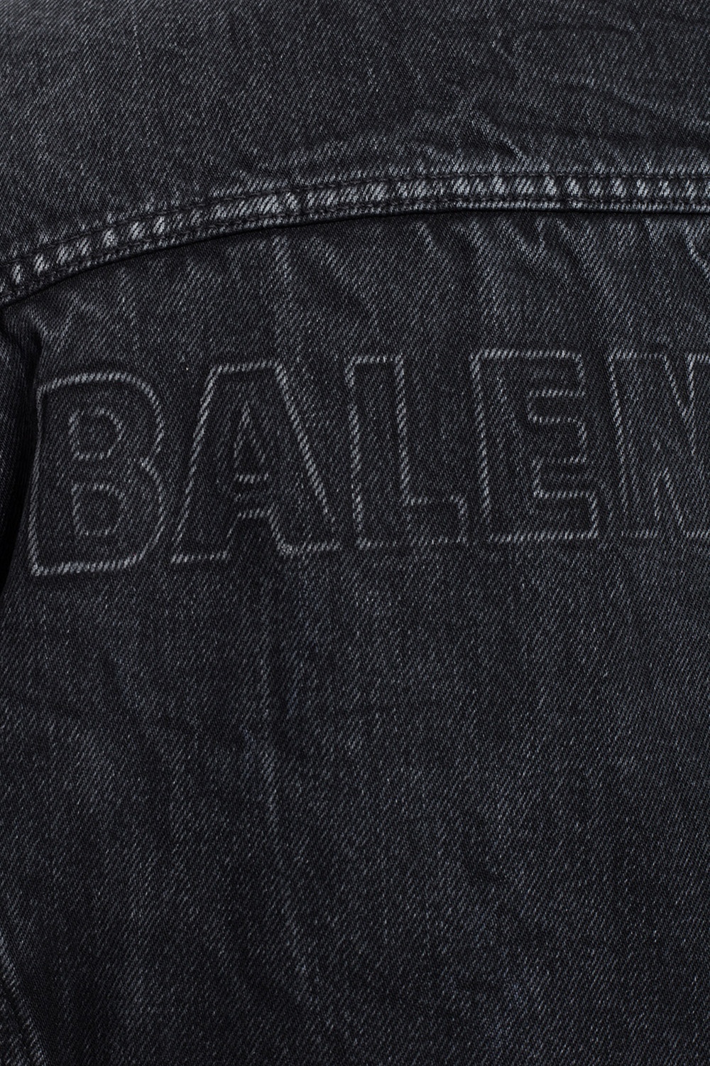Balenciaga red logo grey denim jacket - BALENCIAGA