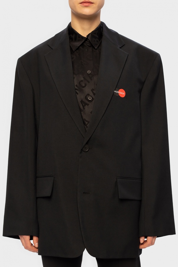Balenciaga Uniform Logo Boxy Singlebreasted Jacket in Black for Men  Lyst
