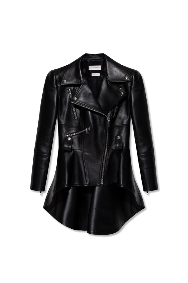 Alexander McQueen Leather jacket with peplum hem