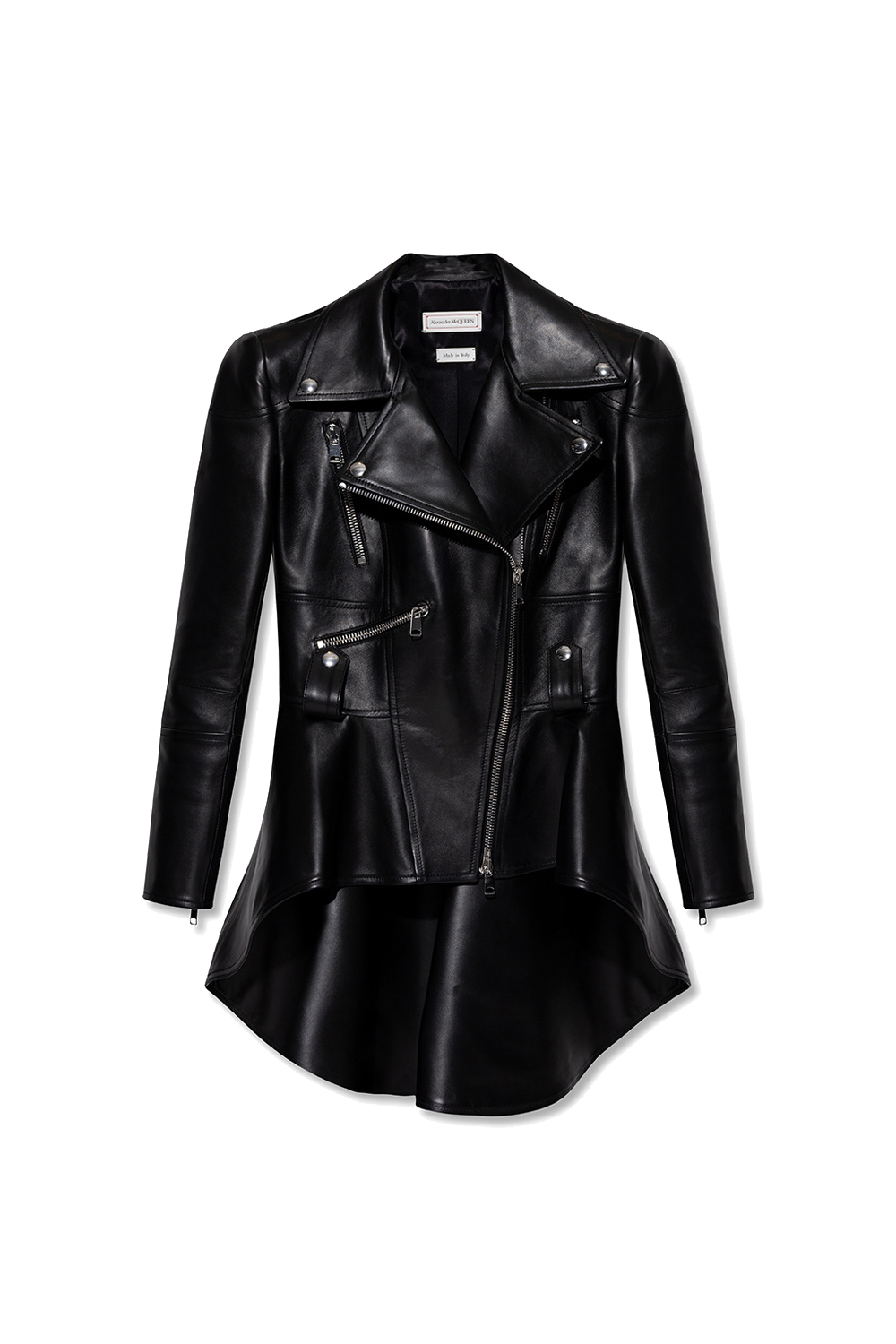 Alexander McQueen Leather jacket with peplum hem