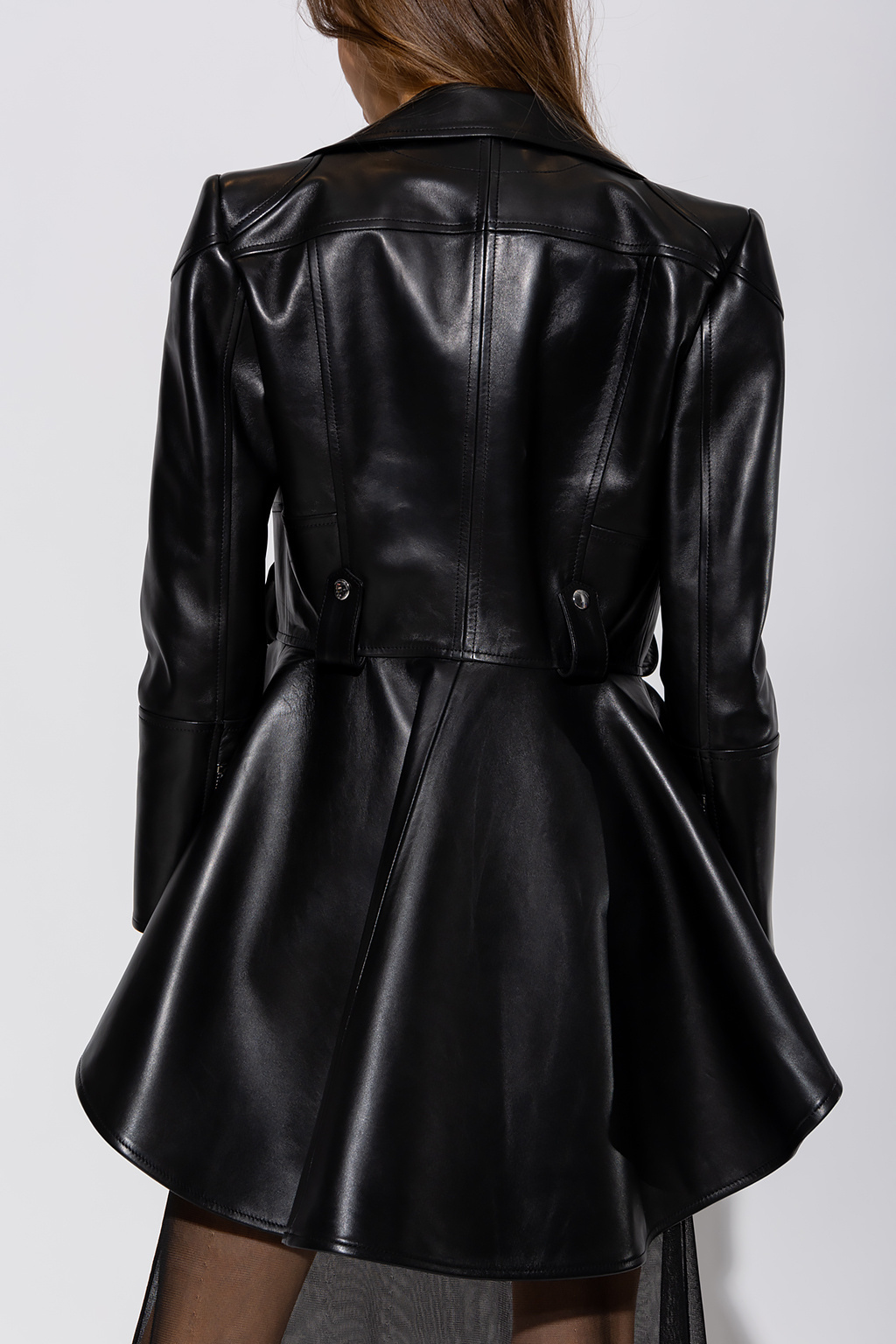 Alexander McQueen Leather jacket with peplum hem