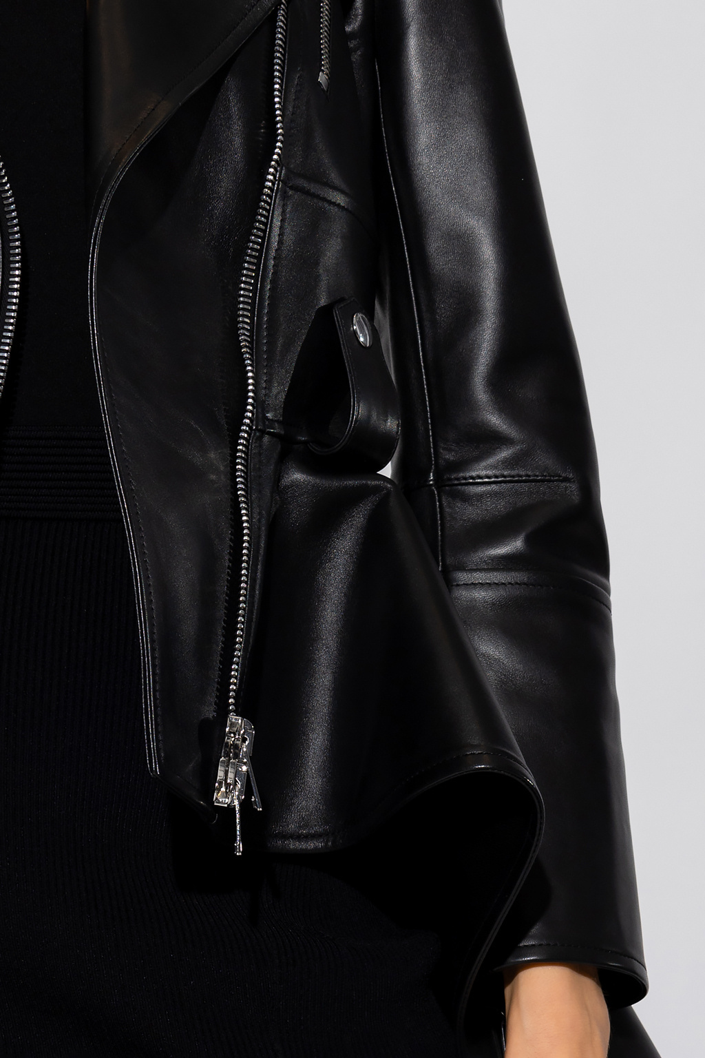 Alexander McQueen Leather jacket with peplum hem