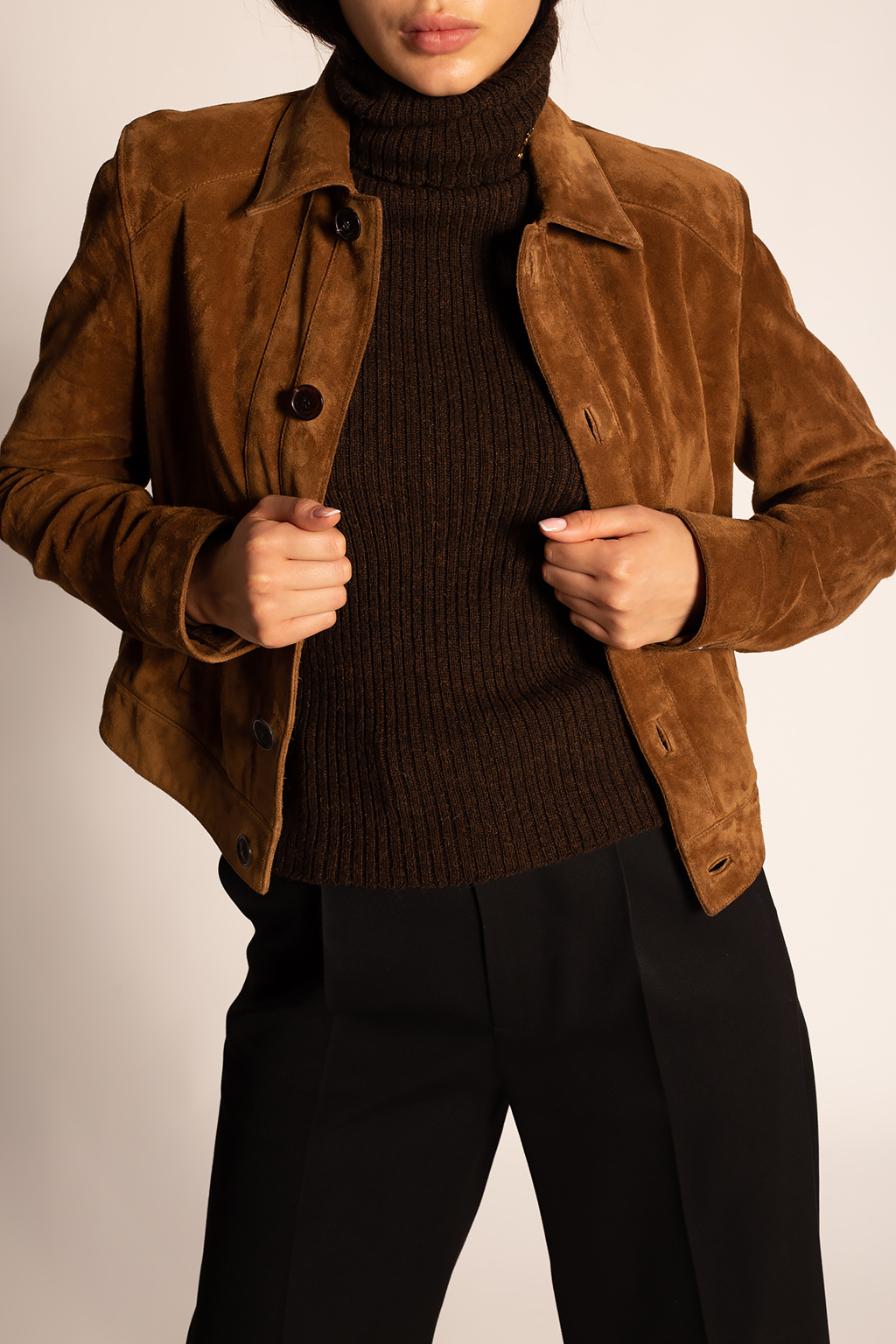 saint laurent brown suede jacket