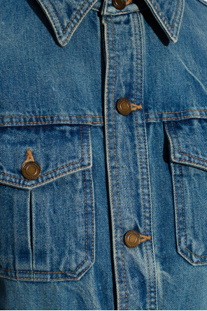 Saint Laurent Kurtka jeansowa z przetarciami