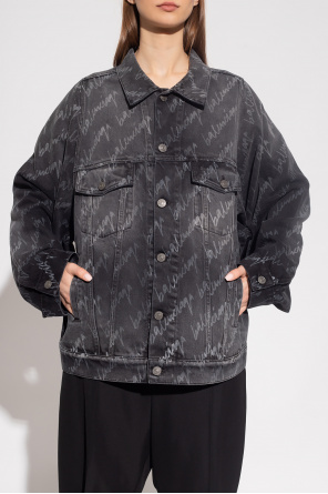 Balenciaga washed effect panels denim jacket Nero