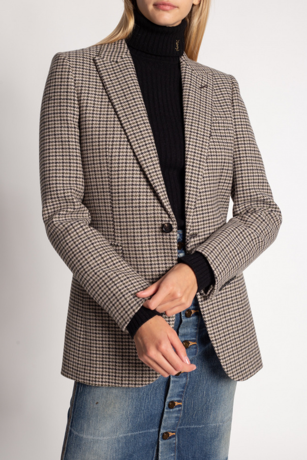 saint laurent houndstooth blazer