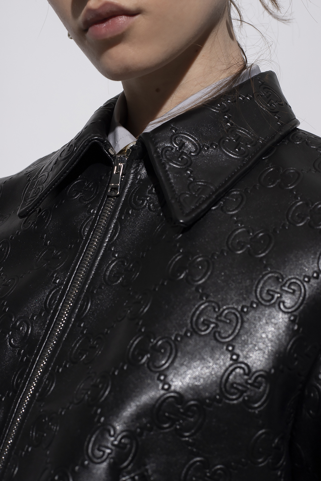 Louis Vuitton Monogram Embossed Monogram Leather Jacket, Black, 34