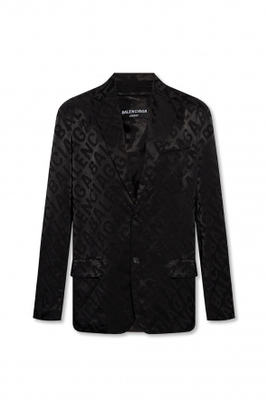 straight double-breasted jacket Black