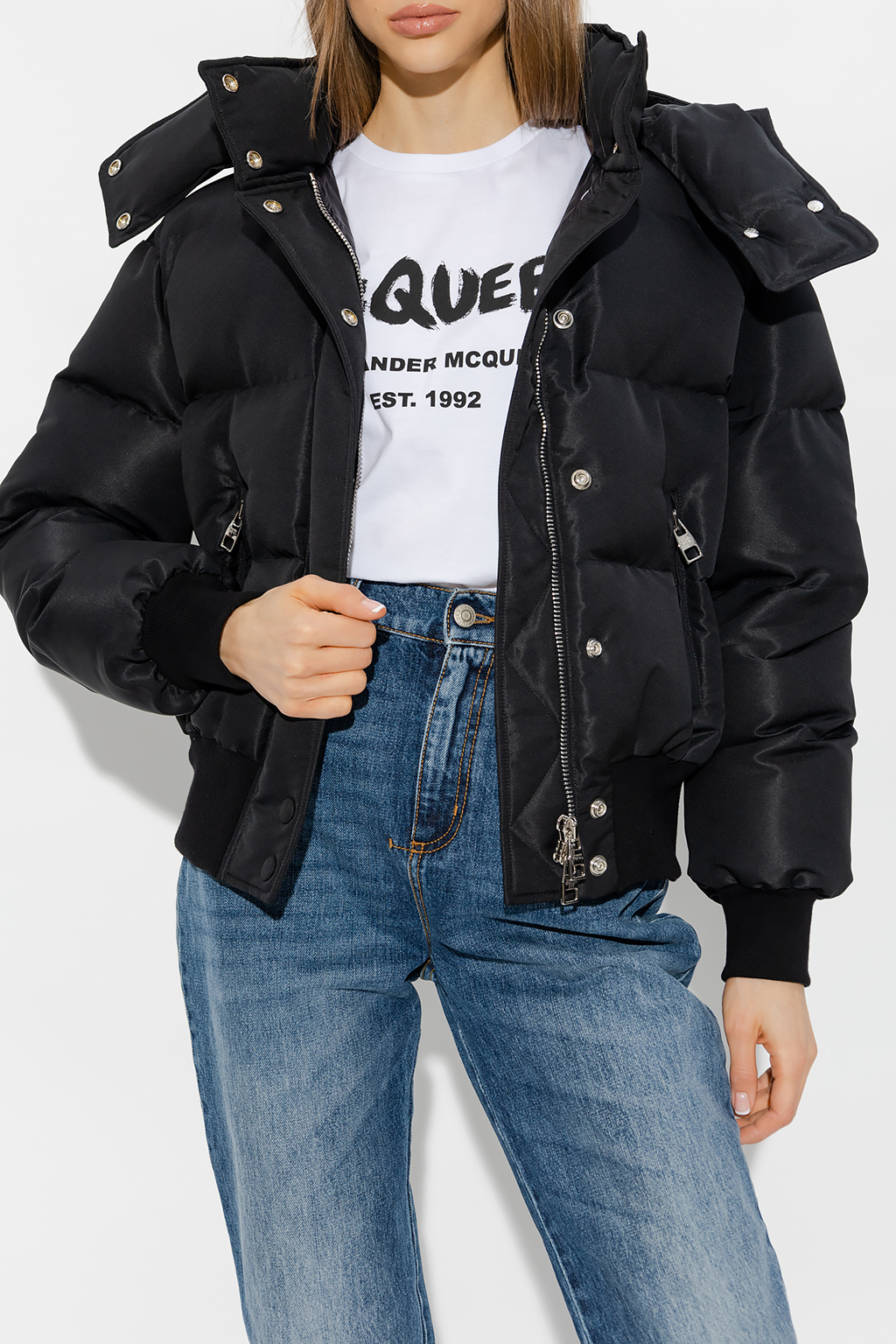 Alexander McQueen Hooded quilted jacket