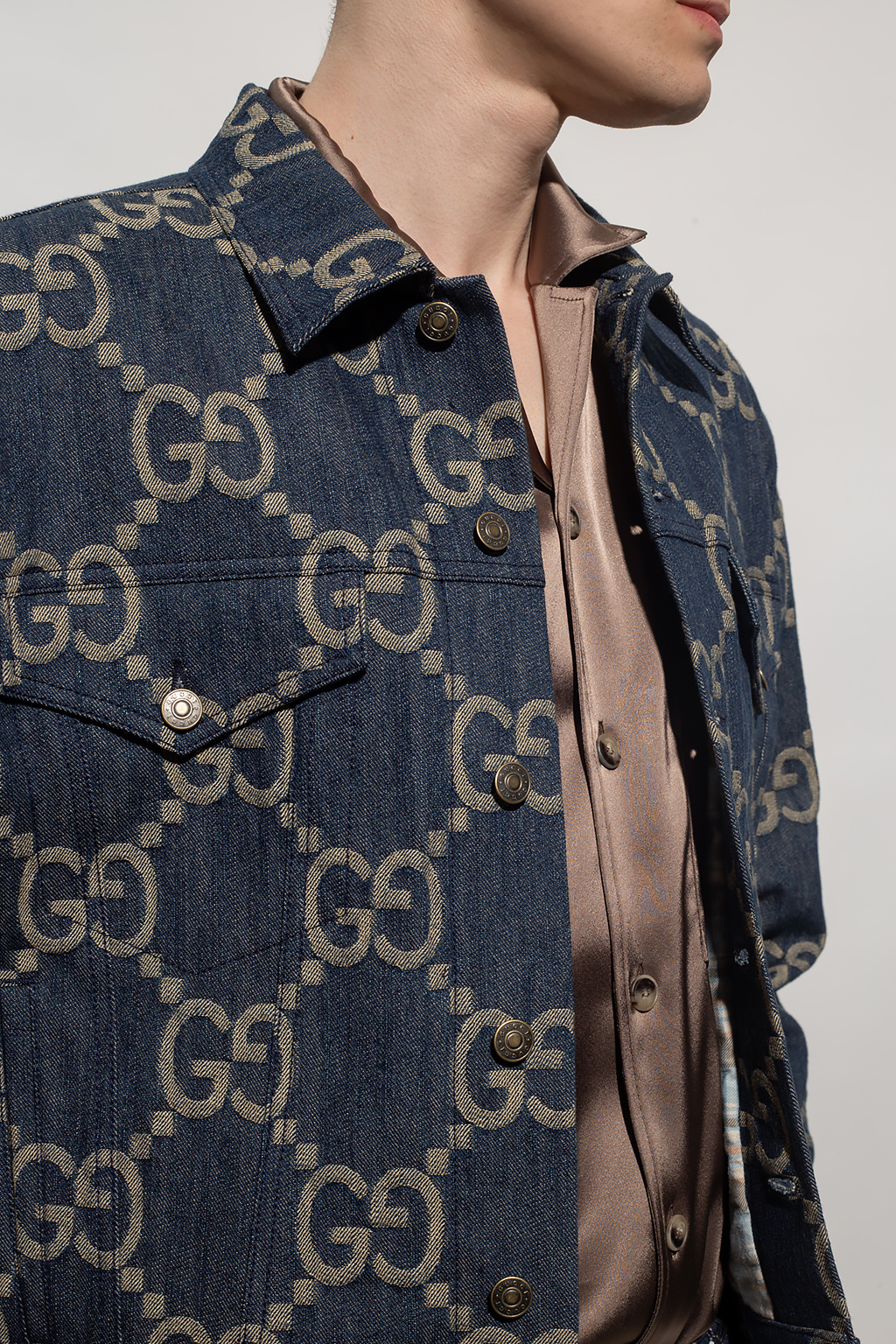 Gg jacquard denim jacket - Gucci - Men | Luisaviaroma
