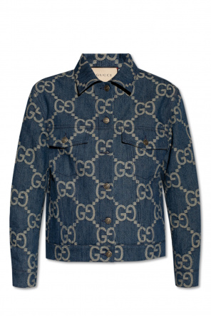 Denim jacket with jumbo gg pattern od Gucci