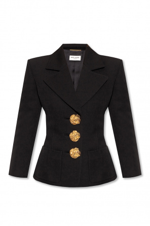 Saint Laurent faux-shearling collar leather jacket