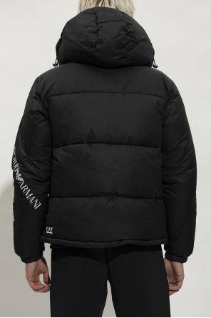 emporio armani square glass Hooded quilted jacket