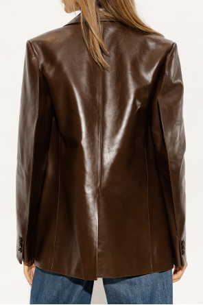 bottega ribbed-trim Veneta Leather blazer
