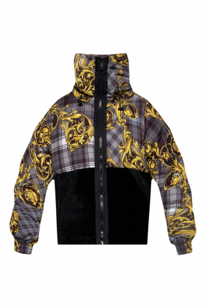 jacquard-logo hooded puffer jacket