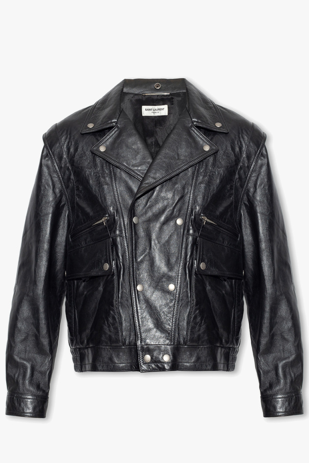 Leather jacket with detachable sleeves od Saint Laurent