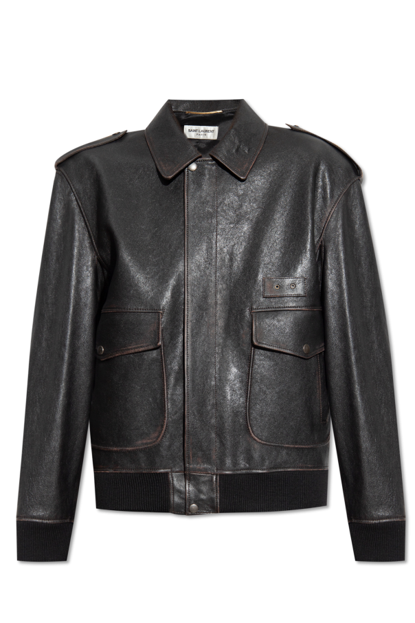 Saint Laurent Leather jacket with vintage effect