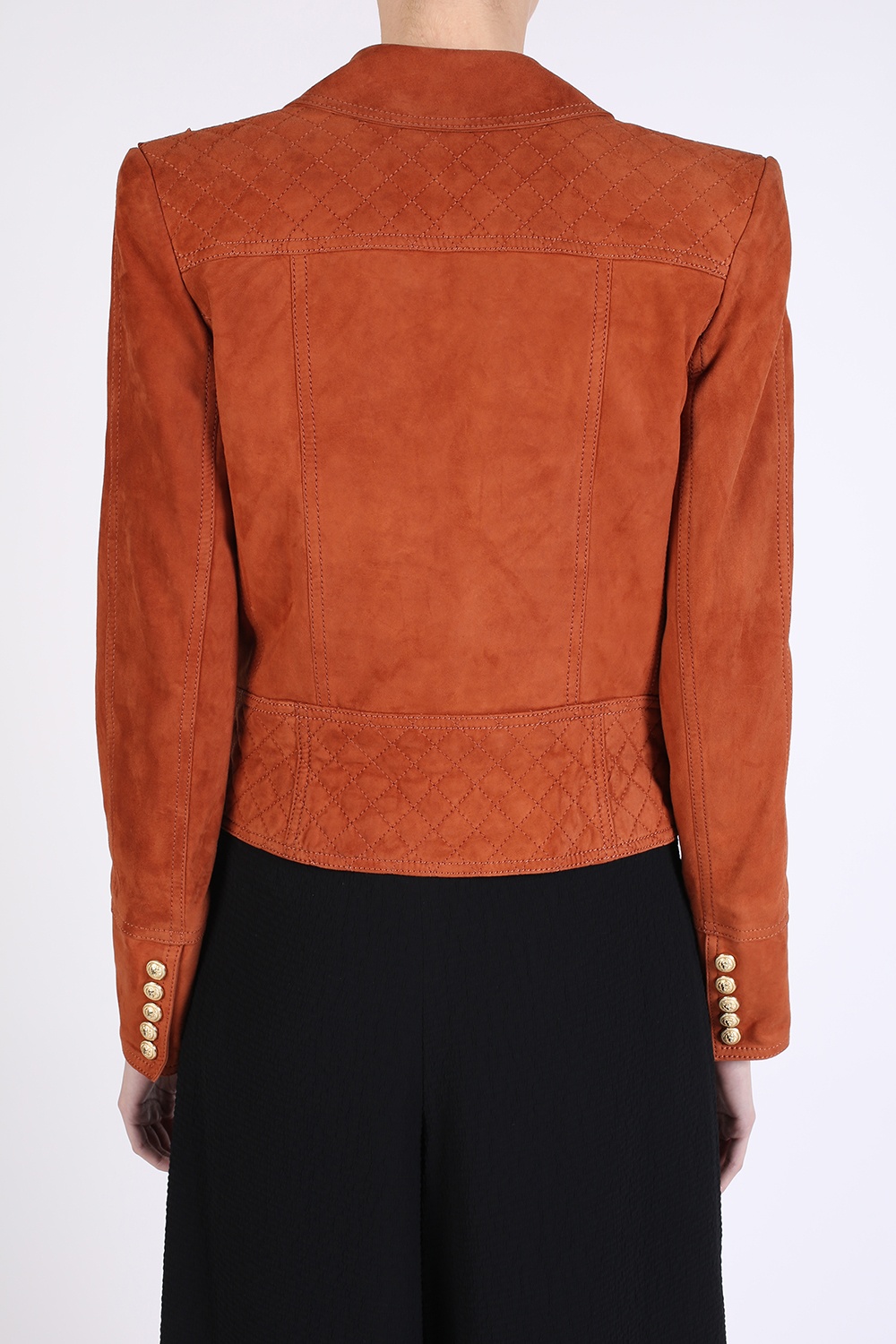 Balmain Women's Cropped Leather Biker Jacket