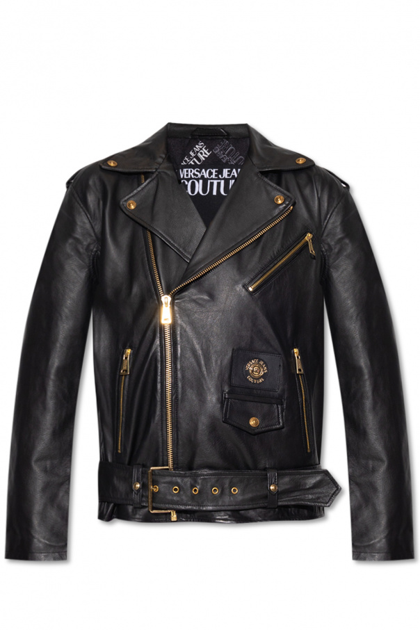 Back Print Graphic T-shirt Leather jacket