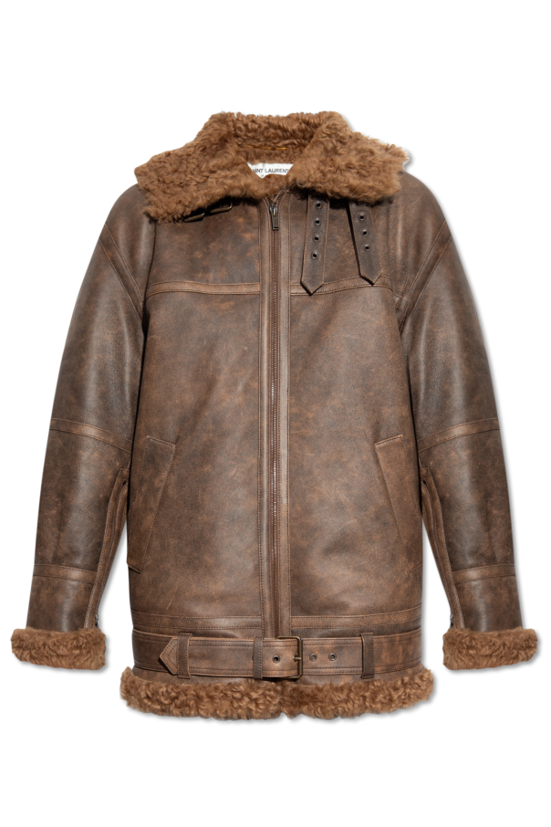 Saint Laurent Hooded shearling jacket