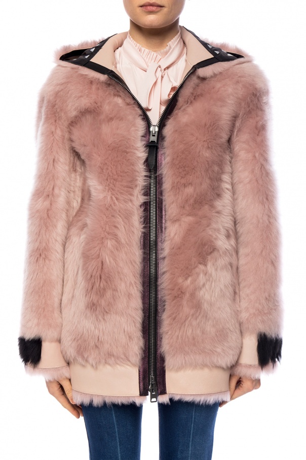 coach pink fur jacket