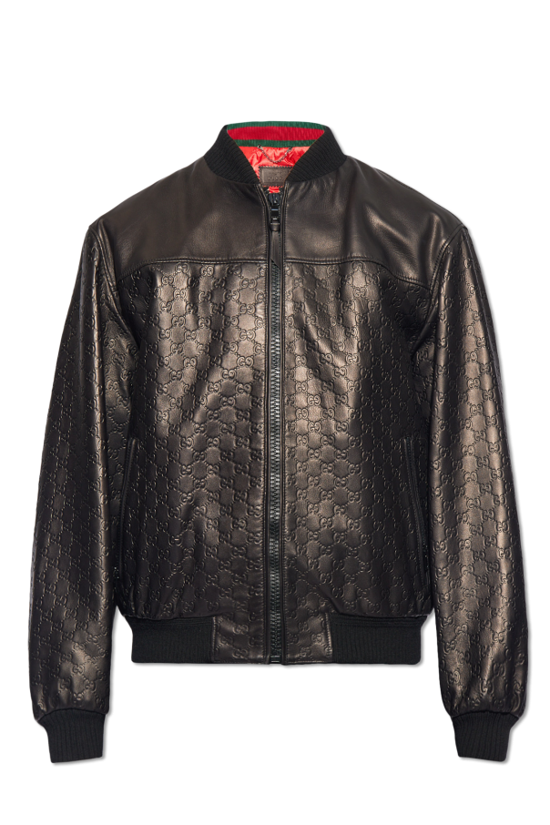 Leather jacket with monogram od Gucci