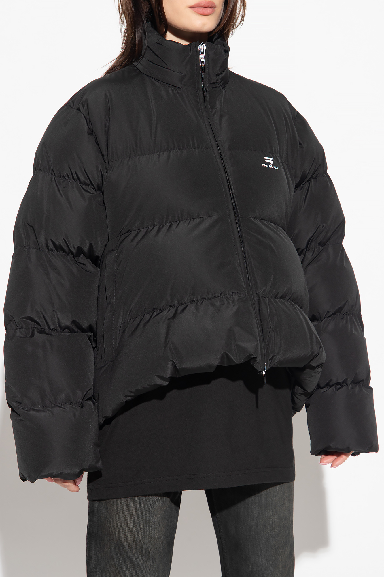 Black Puffer jacket with logo Balenciaga - Vitkac GB