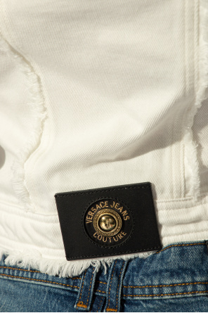 Versace Jeans Couture Jeansowa kurtka z odkrytymi ramionami