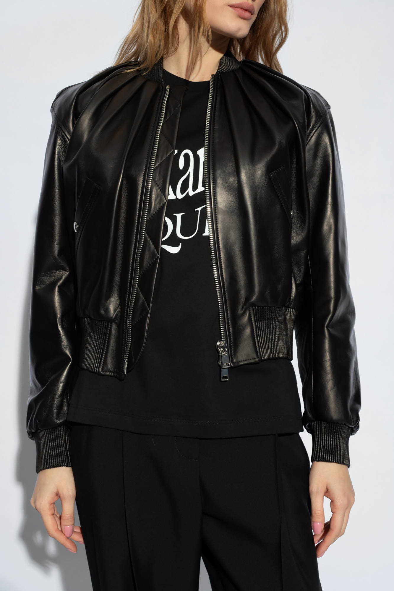 Alexander McQueen Leather bomber jacket