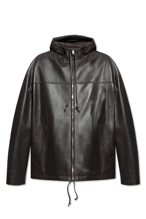 Leather jacket with a hood od Bottega Veneta