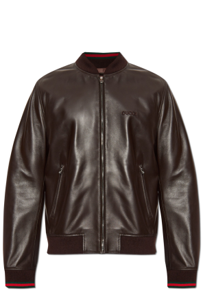 Leather bomber jacket